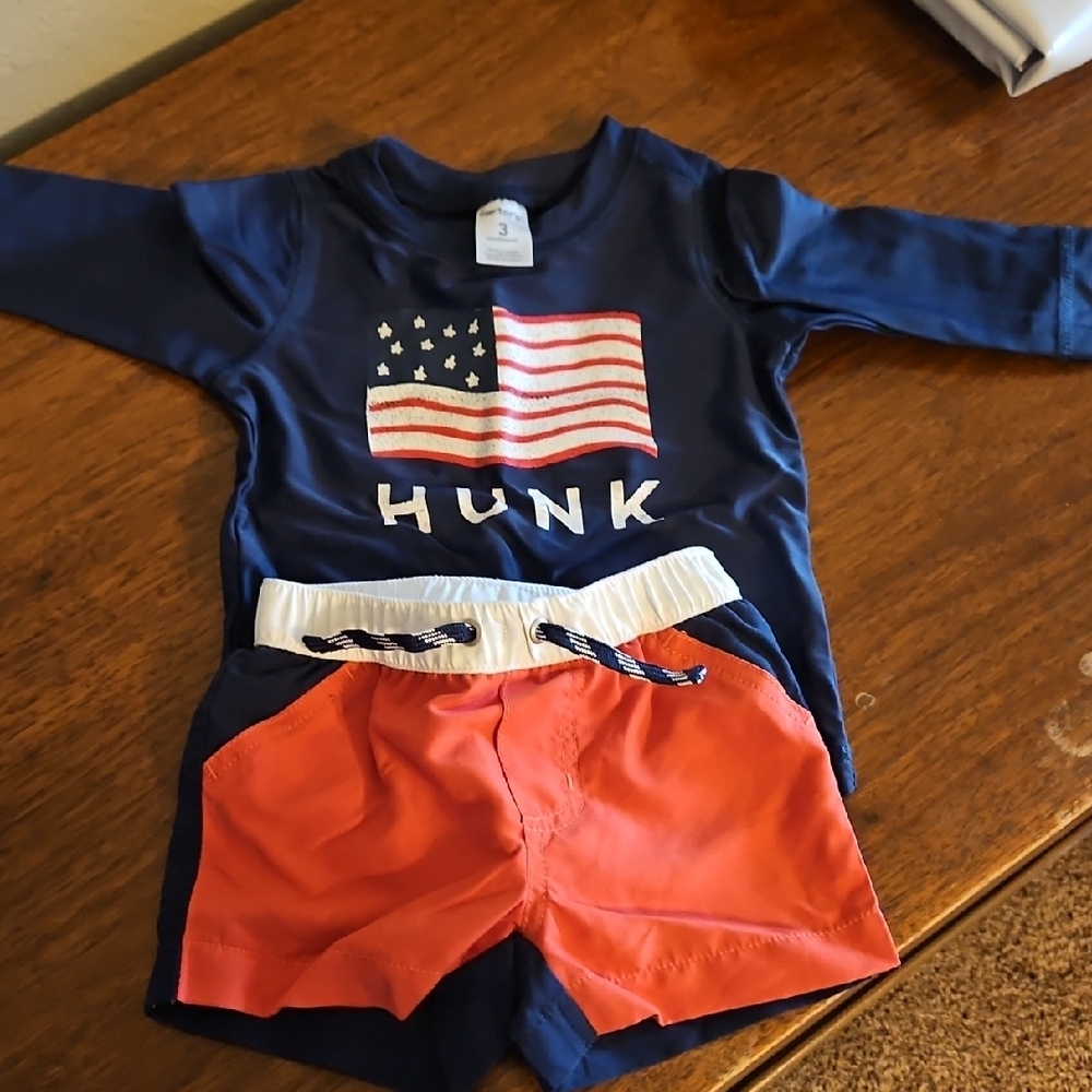 Navy and Red Baby Outfit with Flag Design